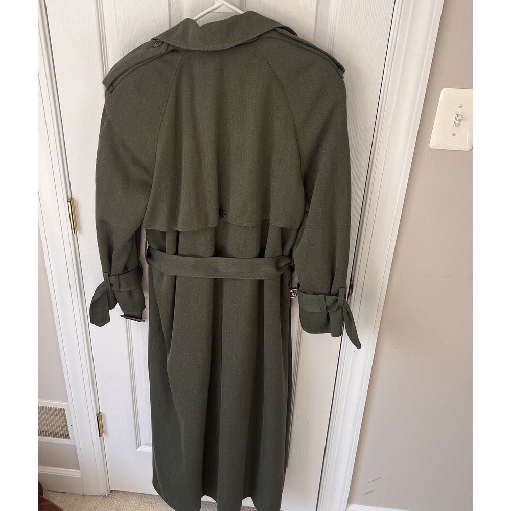 Vintage Long Green Coat Novelti Adorable Junior Trench Coat Size 9/10 - Picture 5 of 9